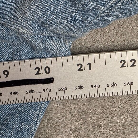 Womens Express Blue Denim Corset Mini Shirt Dress Puff Sleeve Button Up Size L - Picture 6 of 8